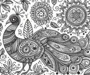 Coloriage Paon &agrave; motifs indiens