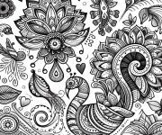 Coloriage Paon et des collections indiens