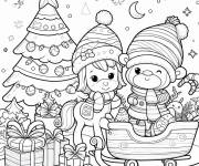 Coloriage Animaux aimable en saison de Noel