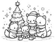 Coloriage Animaux de No&euml;l en maternelle