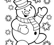 Coloriage Bonhomme de neige avec flocons de neige