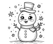 Coloriage Bonhomme de neige joyeux