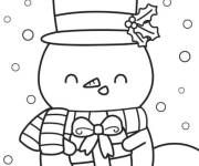 Coloriage et dessins gratuit Bonhomme de neige pr&eacute;scolaire à imprimer