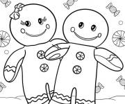 Coloriage Bonhomme et dame en pain d'&eacute;pices