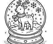 Coloriage Boule et renne de noel en maternelle