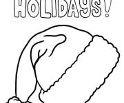 Coloriage chapeau du P&egrave;re No&euml;l en maternelle