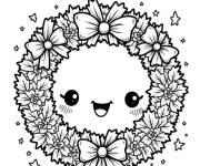 Coloriage Couronne de Noel Fleurie Magique
