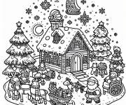 Coloriage Court de la maison en noel maternelle