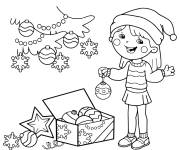 Coloriage D&eacute;coration du sapin en maternelle