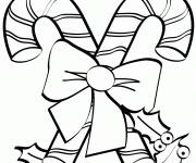 Coloriage Deux cannes de  sucres pour Noel