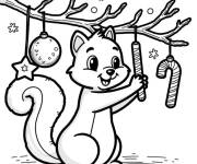 Coloriage &Eacute;cureuil festif de Noel en maternelle