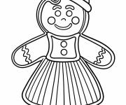 Coloriage Fille en pain d'&eacute;pice d'hiver avec robe
