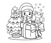 Coloriage et dessins gratuit Illustration noel pour &eacute;cole à imprimer