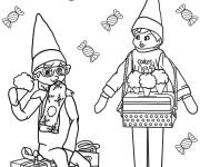 Coloriage L'elfe sur l'&eacute;tag&egrave;re en maternelle