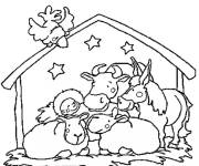 Coloriage La cr&egrave;che de No&euml;l en maternelle