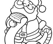 Coloriage Le mignon P&egrave;re No&euml;l lit sa liste de gentillesse