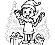 Coloriage Lutin festif de No&euml;l
