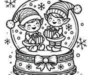 Coloriage lutins de No&euml;l en maternelle