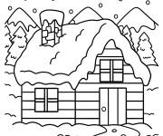 Coloriage Maison de Noel en maternelle
