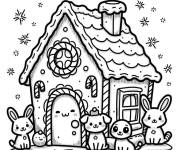 Coloriage Maison en pain d&rsquo;&eacute;pices en maternelle