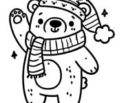 Coloriage Ours polaire de No&euml;l