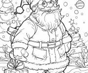 Coloriage Paysage P&egrave;re Noel en maternelle