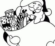 Coloriage P&egrave;re Noel avec le sac des cadeaux plein