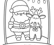 Coloriage P&egrave;re Noel et la renne en image maternelle