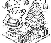 Coloriage P&egrave;re No&euml;l et sapin de No&euml;l