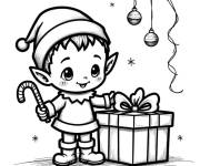 Coloriage Petit lutin de No&euml;l en maternelle