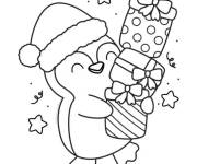 Coloriage Pingouin de Noel si mignon