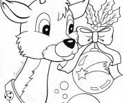 Coloriage Renne rigolote de Noel