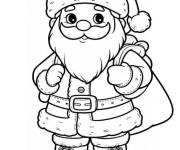 Coloriage Saint claud de Noel avec son sac kawaii