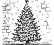 Coloriage Sapin de No&euml;l &eacute;toil&eacute; en maternelle