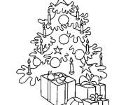 Coloriage Sapin et cadeaux facile
