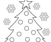 Coloriage Sapin et flocons de neige en maternelle