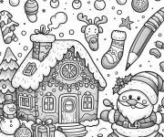 Coloriage Tableau sur Noel en maternelle