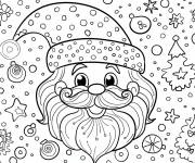 Coloriage T&ecirc;te de p&egrave;re noel &agrave; motif en maternelle