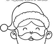Coloriage T&ecirc;te de P&egrave;re No&euml;l avec texte Joyeux No&euml;l