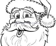 Coloriage T&ecirc;te de p&egrave;re Noel dr&ocirc;le en maternelle