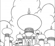 Coloriage et dessins gratuit Aladdin et le palais du Sultan à imprimer