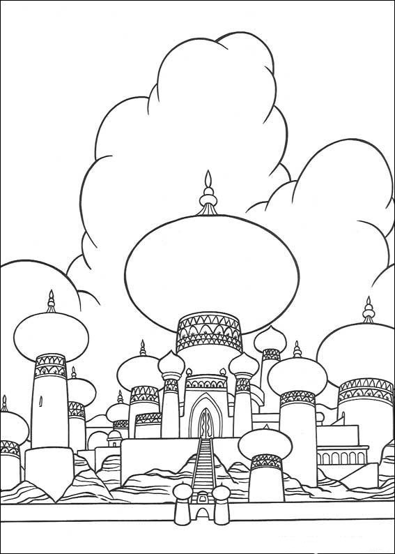Coloriage et dessins gratuits Aladdin et le palais du Sultan à imprimer