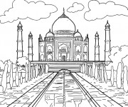 Coloriage et dessins gratuit Taj Mahal indien à imprimer