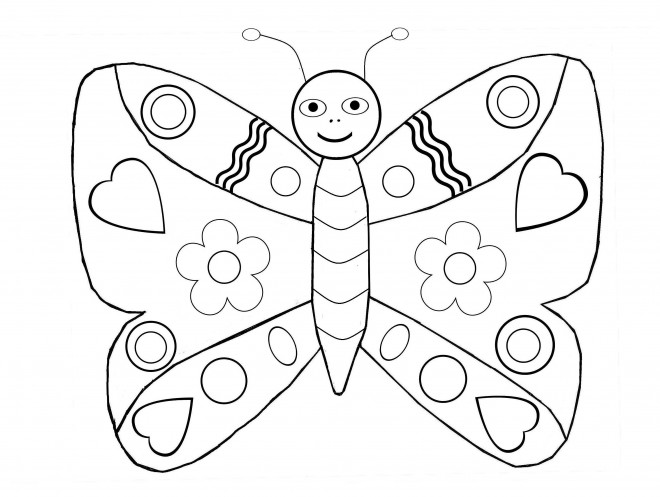 Coloriage et dessins gratuits Papillon décoré en coeur à imprimer