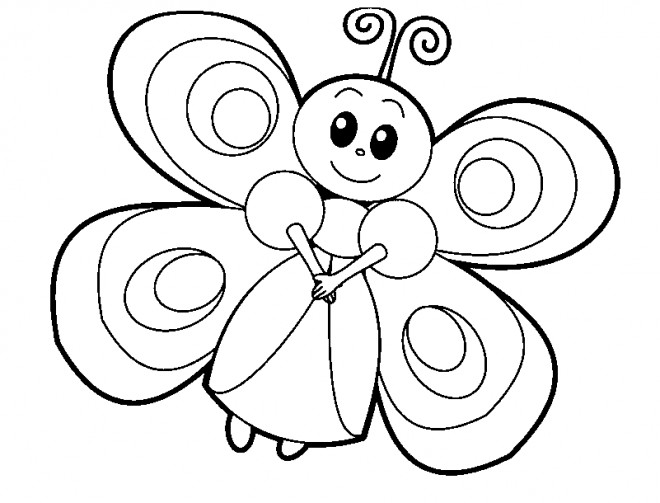 Coloriage Papillon Souriante Dessin Gratuit à Imprimer