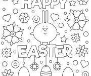 Coloriage Adulte carte de v&oelig;ux magnifique P&acirc;ques pour adultes