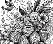 Coloriage Animaux et oeufs de P&acirc;ques adulte