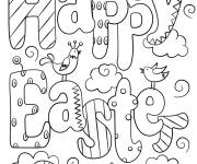 Coloriage Bonne f&ecirc;te de P&acirc;ques adulte