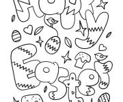 Coloriage Bonne P&acirc;ques sur une carte adulte