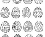 Coloriage Collection d'oeuf de P&acirc;ques gratuit